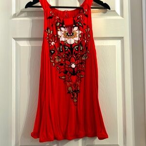 Cute Red Tank with Pretty Flower Design